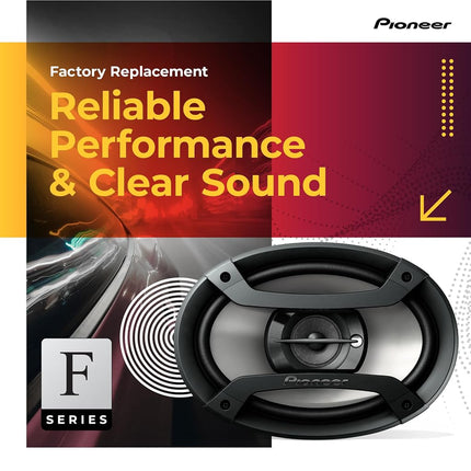 Pioneer TS-F6935R 3-Way Coaxial Car Audio Speakers - 6" x 9" Passive Car Speakers (Pair), 230 W Max Power, Black and Silver