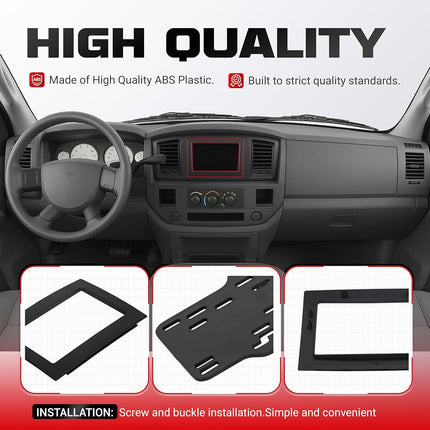 ECOTRIC Double Din Radio Stereo Kit Compatible with 06-10 Dodge Ram 1500 2500 3500 Chassis Cab Dash Bezel Installation Kit w/Wiring Harness