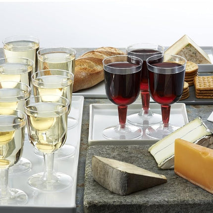 Gobelets à vin Party Essentials en plastique rigide deux pièces de 160 ml, transparents, paquet de 40