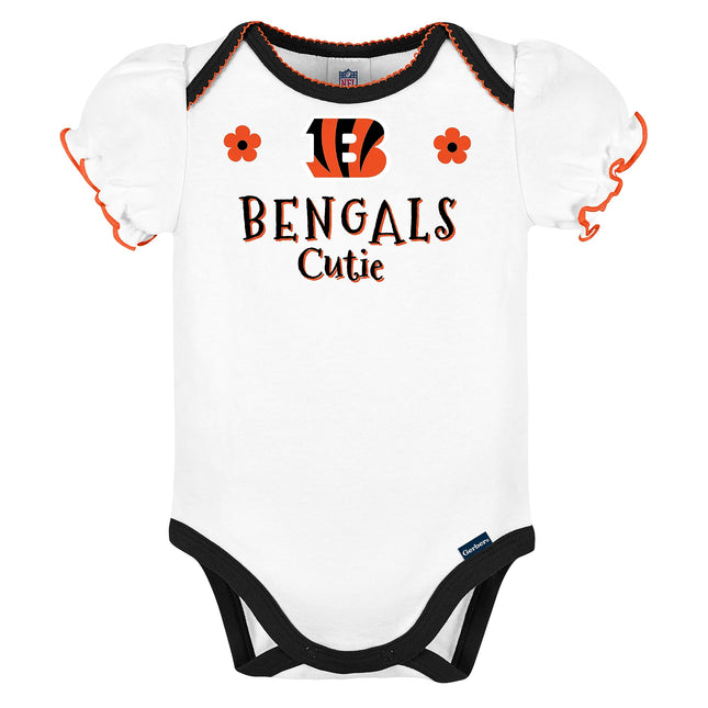 NFL Gerber Bébé Fille Lot de 3 Bodys Manches Courtes, Couleurs d'Équipe, 18 Mois
