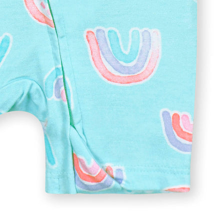 Barboteuse Bébé Unisexe à Manches Courtes Gerber Ultra Douce en Viscose d'Eucalyptus, Rainbow Sky, 12 Mois