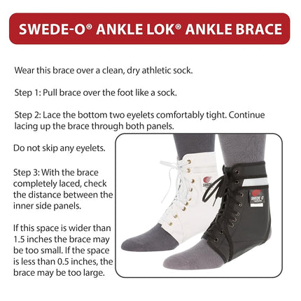Swede-O Ankle Lok Support with Knit Tongue, Exclusive Lacing System Keeps Brace Tighter Longer, Side Stabilizers Provide Additional Ankle Support, Large, White