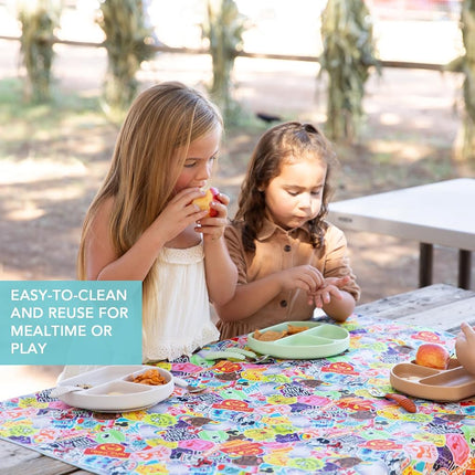 Bumkins Disney Baby Splat Mat for Under High Chair, Babies Toddlers Eating Mess Mat, Waterproof Reusable Cloth for Arts and Crafts, Play Mat for Kids, Fabric 42inx42in, 100 Years of Fun