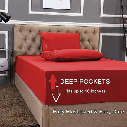 Elegant Comfort 1500 Premier Luxury Hotel Quality Super Soft Wrinkle Free and Fade Resistant 4-Piece Bed Sheet Set, King, Purple