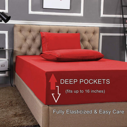 Elegant Comfort 1500 Premier Luxury Hotel Quality Super Soft Wrinkle Free and Fade Resistant 4-Piece Bed Sheet Set, King, Purple
