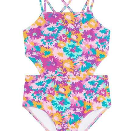 Kanu Surf Girls' Beach Sport Cut-Out One Piece Swimsuit, River Purple, 10