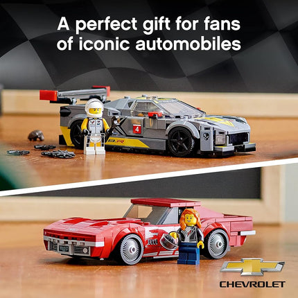LEGO 76903 Speed Champions Chevrolet Corvette C8.R Race Car and 1969 CC Racing Model, Toy Cars Building Kit for Kids 8 plus Years Old, 2 Sports Models