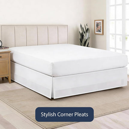 Lux Hotel Microfiber Tailored Style Bed Skirt with Classic 14 Inch Drop Length, Twin, White