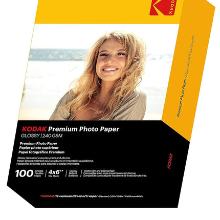 Kodak photo paper 4 x 6 glossy, 100 count 66 lb - 240 g/m (41175-9891181)