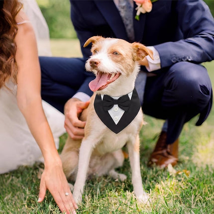 FUAMEY Dog Tuxedo for Medium Dogs,Dog Formal Suit Dogs Attire Pet Bow Tie Puppy Party Costumes Cat Tux Outfits Pets Bandana Cosplay Adjustable Bowties Wedding Birthday Valentines Black M