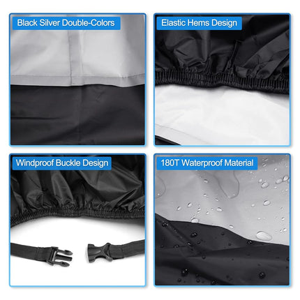 uxcell Motorcycle Cover Motorbike Cover Rain Dust Protector XXXL for Harley Touring Road King Electra Glide Street Glide Full Dress Cruiser Silver Tone Black 190T