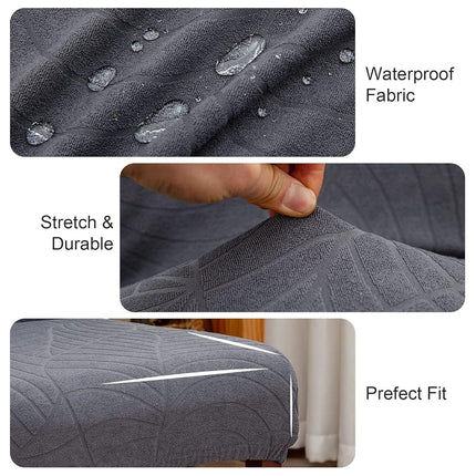 Genina 100% Waterproof Dining Chair Covers, Stretch Jacquard Chair Covers for Kitchen Parsons Chairs, Washable Chair Protectors for Dining Room Set of 6, Leaves-Dark Gray