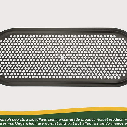 LloydPans Kitchenware 7 inch by 18 inch Perforated Flatbread Pan, Pre-Seasoned, Stick Resistant Pan Made in The USA, Black