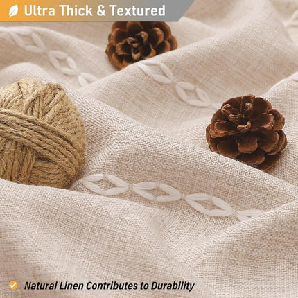 BTTN 72 x 80 Boho Linen Heavy Duty Cloth Shower Curtain Set, Tan/Taupe