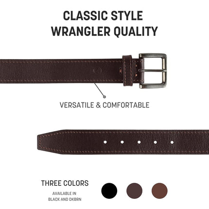 Wrangler Men�s Leather Belt, Country Casual Every Day Belt for Jeans, Brown, 36 (waist 33-34)