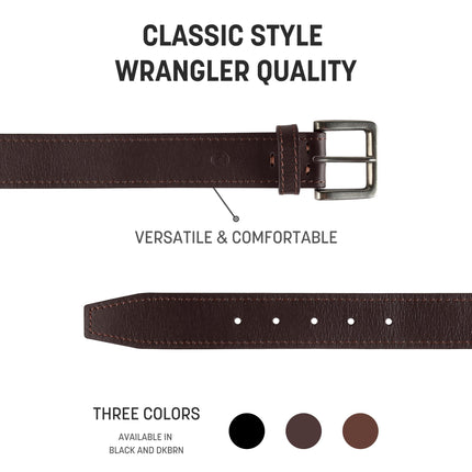 Cinturón de cuero Wrangler para hombre, cinturón casual de diario para vaqueros, marrón, 36 (cintura 33-34)