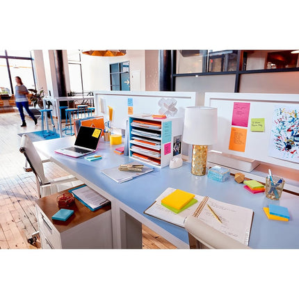 Post-it Super Sticky Notes, 3x3 in, 15 Pads, 2X the Sticking Power, Energy Boost, Bright Colors (Orange, Pink, Blue, Green), Recyclable (654-24SSAU-CP)