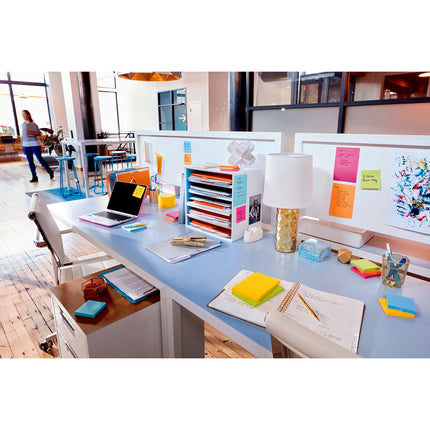 Post-it Super Sticky Notes, 3x3 in, 15 Pads, 2X the Sticking Power, Energy Boost, Bright Colors (Orange, Pink, Blue, Green), Recyclable (654-24SSAU-CP)