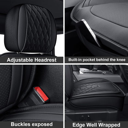 GXT Car Seat Cover Front Seats Cover with Waterproof Leather, Automotive Seat Cushion for Pickup Truck Fit for Select 2009-2022 Ford F-150 Models and 2017-2022 F250 F350 F450 Models (Grey)
