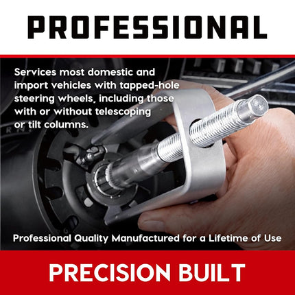 Powerbuilt Master Steering Wheel and Lock Plate Puller Kit, Foreign and Domestic Vehicles, 16 Piece Car Repair Tool Set - 648748