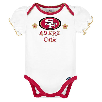 NFL Gerber Baby Girl's Standard 3 Pack Short Sleeve Onesie Bodysuit, Team Color, 3-6 Months