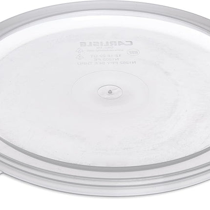 Carlisle FoodService Products Bain Marie Plastic Food Container Lid, Storage Container Lid, Round Lid with Stackable Design for Food Storage, 12 to 22 Quarts, Translucent, (Pack of 6)