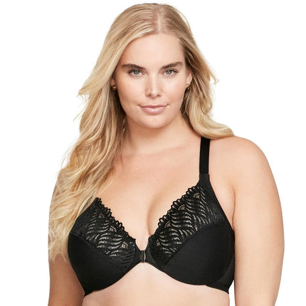 Glamorise Front-Closure T-Back Wonderwire Underwire Bra 1246 (Women's & Women's Plus) Black