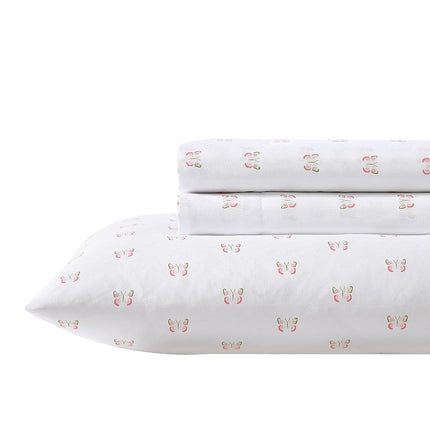 Laura Ashley Kids - Kids Sheet Set, Ultra-Soft & Breathable Toddler Bedding with Matching Pillowcases, Wrinkle-Resistant, Ideal Girl Room Essentials (Fluttery Friends Pink, Twin/Twin XL)