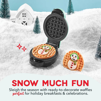 DASH Multimaker Mini System Two 4” Nonstick Removable Waffle Plates Set (Snowman & Tree) - 2Pc Plate Pack for Waffle Iron & Griddle, Compatible with Dash MultiMaker Mini System, Nonstick Surface