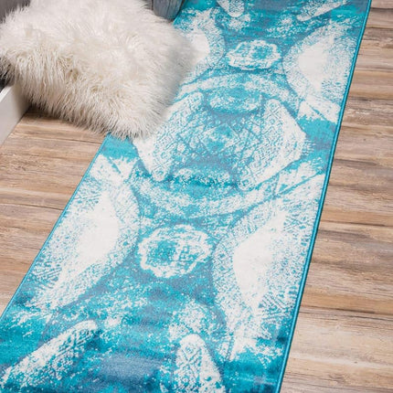 Unique Loom Sofia Collection Traditional Vintage Turquoise Runner Rug (3' x 16')