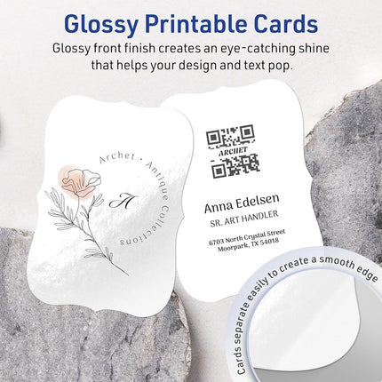 Avery Printable Rectangle Cards, Scalloped Edges, 3.5" x 5", Glossy White Cardstock, Laser/Inkjet, 100 Total, Great for Postcards, Thank You Cards, and More