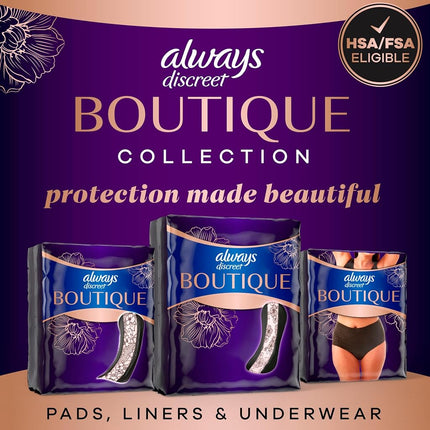 Always Discreet Boutique Panty Liners for Women with Bladder Leaks, Size 2, Very Light Absorbency, Long Length, 96 Count