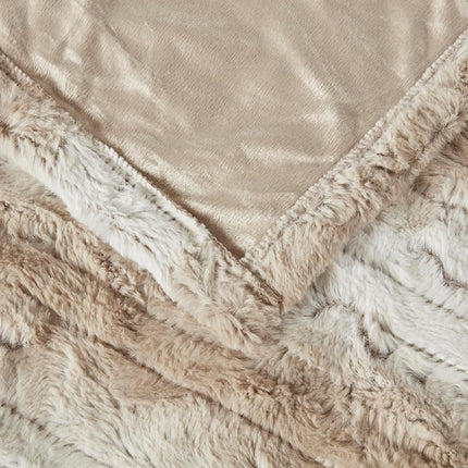 Beautyrest Zuri Reversible Faux Fur to Mink Electric Blanket, Auto Shut Off, Virtually Zero EMF, Multi Heat Setting, UL Certified, Machine Washable, Sand Tip Dye Throw 50x70