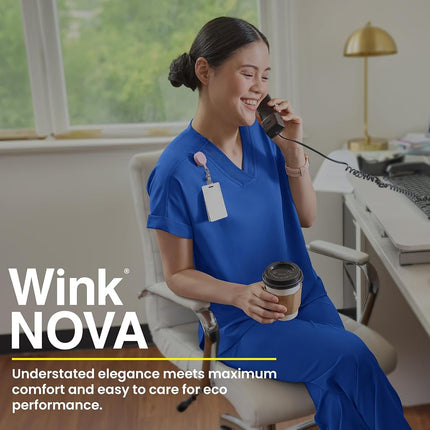 WonderWink Women's Drop Shoulder Boxy Scrub Top, Caribbean Blue, Small