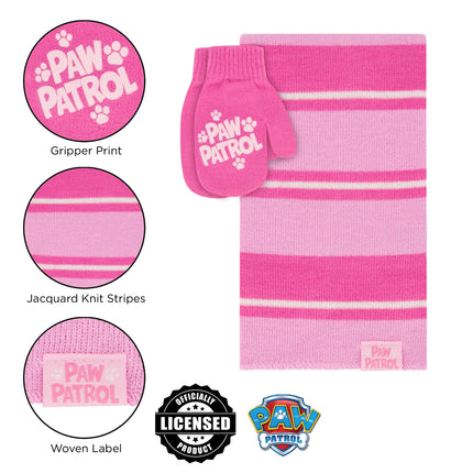Nickelodeon girls Toddler Winter Hat, Scarf & Mittens Set 2-4 Or Paw Patrol Marshall Hat, Scarves & Kids Gloves Sets 4-7, Pink - Mittens Set, Ages 2-4