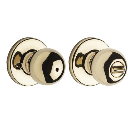 Kwikset Manija tipo pomo Polo de latón pulido (Privacidad) 93001-500