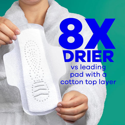 Always Pure Cotton Feminine Pads for Women, FlexFoam Pads with Wings, Size 4, Overnight Absorbency, Unscented, 60 Count (3 Packs of 20)