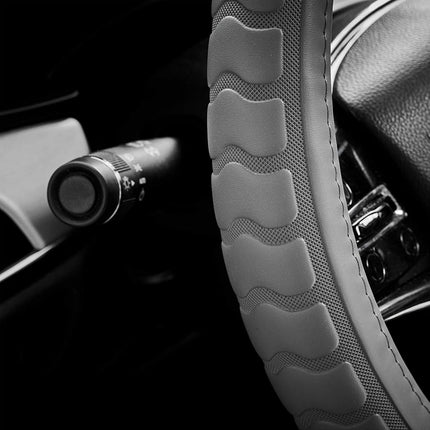 FH Group FH2006GRAY Steering Wheel Cover Microfiber Embossed Leather Gray Will Fit Most Cars, Trucks and SUVs Standard Size 14.5� � 15.5�