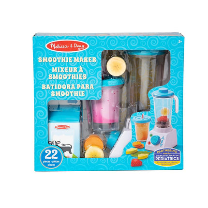Juego de batidora para hacer batidos Melissa & Doug – Kit de juego de simulación de madera de 22 piezas con frutas, verduras y batidora – Juguete de cocina interactivo para niños a partir de 3 años