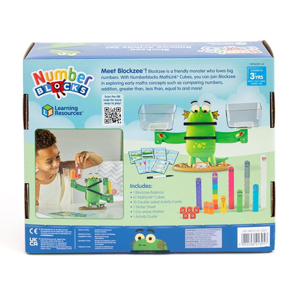 Learning Resources Blockzee Children's Math Game, Ages 3-7, Includes Interactive Scale, 61 MathLink Cubes, 10 Challenge Cards, Educational Game to Learn More Than Less Than Equal