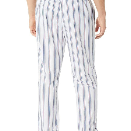 Nautica Men's Soft Woven 100% Cotton Elastic Waistband Sleep Pajama Pant Bottoms, Bright White, L