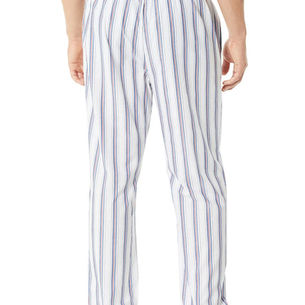 Nautica Men's Soft Woven 100% Cotton Elastic Waistband Sleep Pajama Pant Bottoms, Bright White, L