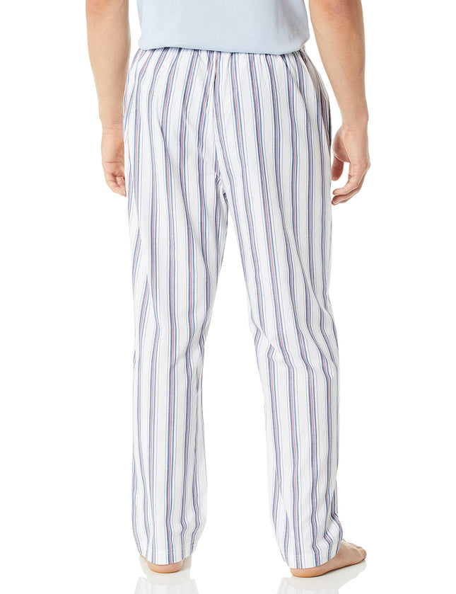 Nautica Men's Soft Woven 100% Cotton Elastic Waistband Sleep Pajama Pant Bottoms, Bright White, L