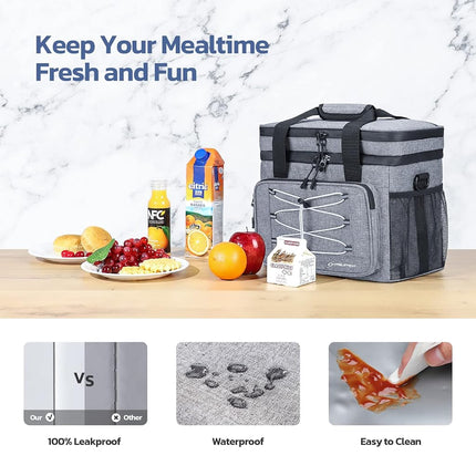 Maelstrom Soft Cooler Bag,Collapsible Soft Sided Cooler, 30 Cans Beach Leakproof Camping Box,Lunch Box Portable Travel Bag for Grocery Shopping,Kayaking,Gray