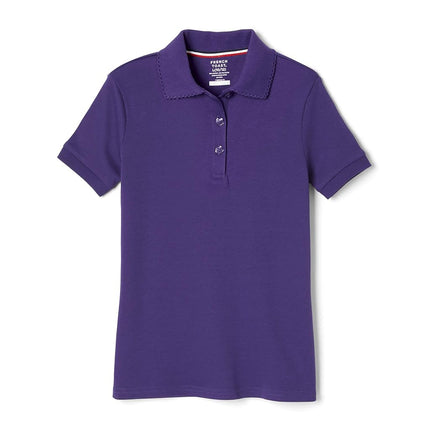 French Toast Girls Short Sleeve Picot Collar (Standard & Plus) Polo Shirt, Purple, 14-16 US