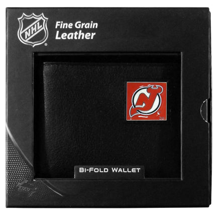 New Jersey Devils® Leather Bi-fold Wallet Packaged in Gift Box