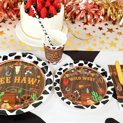Recheel Cowboy Party Decorations Plates Set, Western Themed Party Supplies