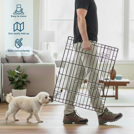 Petmaker Dog Playpen - Foldable Metal Playpen with 8 Panels of 24 x 30 Inch - Indoor and Outdoor with Door for Dogs, Cats or Small Animals