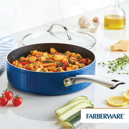 Farberware Style Sauteuse Antiadhésive avec Couvercle, Compatible Lave-Vaisselle, 2,8 Litres - Bleue