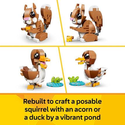 LEGO® Creator 3 in 1 Cute Animals: Playful Puppy Dog 31382 Animal Figures - Building Set with 3 Build Options, Dog, Squirrel or Duck - Animal Toys for Kids Aged 8+ - Toy Idea for Girls and Boys